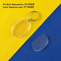 Porte-clés personnalisé en acrylique transparent, cadre photo rond en acrylique, avec anneau métallique DIY, idéal pour les cadeaux promotionnels