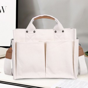 Sacs fourre-tout en toile réutilisables personnalisés avec fermeture éclair 34x14x25cm, couleur unie, logo personnalisé, avec poignées - Product Image 5