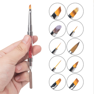 Ensemble de stylos pousse-cuticules et pinceaux à ongles 2-en-1 avec manche diamanté, outil de manucure pour la peinture au gel, idéal pour les salons - Product Image 5