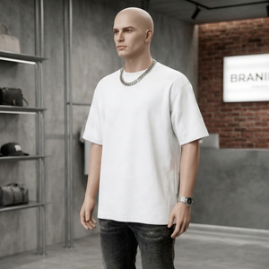 Camiseta de Seda Blanca Extra Grande para Hombre, Transpirable, con Estampado de Letras con Pedrería Negra, Cuello Redondo, Manga Corta, Estilo Urbano - Product Image 1