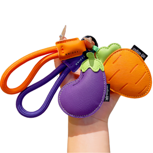 Cute Leather Bag Pendant Carrot Chili Personalized Electric Car Vegetable Light <b>Keychain</b> High Quality Silk Screen Printed - Product Image 1