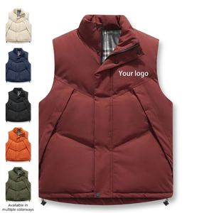 Gilet matelassé personnalisé avec logo, col montant, imperméable, chaud, en velours épais, sans manches, pour l'extérieur - Product Image 1