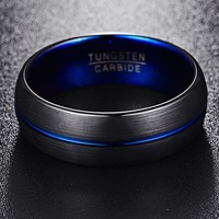Bague de mariage classique en tungstène doré 8 mm pour homme, design à double rainure noire, cadeau de fiançailles, certifiée par un tiers