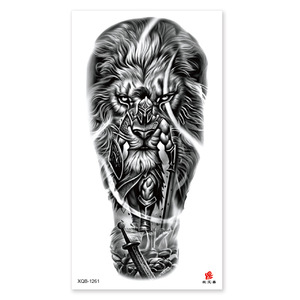 Nuevo Estilo 2026 XFashion, Tatuajes Temporales Impermeables de Animales Negros y Sensuales, Diseños Realistas de Cabeza de León y Lobo de Tamaño Completo - Product Image 6