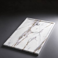 Receveur de douche en quartz à texture pierre naturelle, base de douche monobloc sans joint pour séparation sec/humide dans la salle de bain