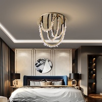 Moderne personnaliser haute hauteur luxe décoratif en acier inoxydable bande cristal pierre roches lustre Plafonnier