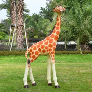 Décoration de fête d'anniversaire en résine grandeur nature Statue d'animal girafe en fibre de verre éléphant zèbre accessoires pour baby shower