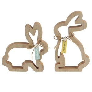 Wooden Easter Bunny Decorative Stand Hollow Rabbit Ornament Set For Indoor Table Decoration MDF Material 2 Piece - Product Image 5