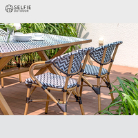 Tables et chaises de bistrot empilables de style moderne avec structure en aluminium et tissu Textilene PVC pour chambre, école, extérieur et salon