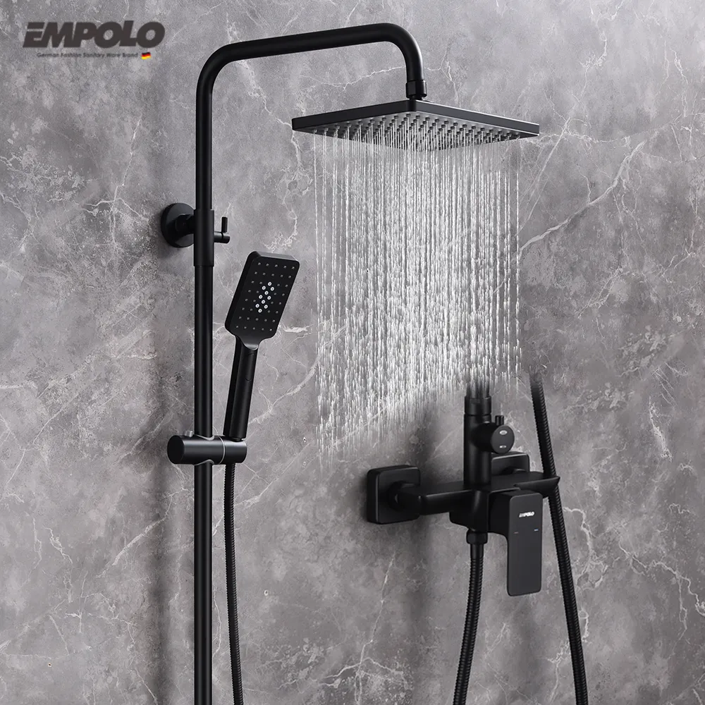 Empolo Bathroom Products Modern Brass Hot And Cold Faucet Rainfall Shower Set Bath Room Mixer Head Rain Shower Mixer Set