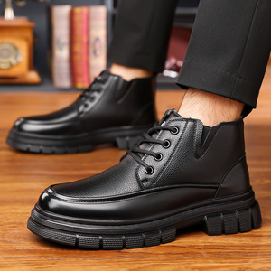 รองเท้าบูทหนังบุขนแกะสำหรับฤดูหนาวของผู้ชาย พื้นรองเท้าหนา กันลื่น รองเท้าลำลองสำหรับพ่อวัยกลางคนและผู้สูงอายุ - Product Image 2