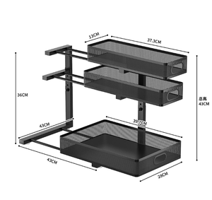 Organisateur coulissant à 3 niveaux, étagère de rangement multifonctionnelle pour armoire avec rails coulissants, étagère à épices réglable pour cuisine et salle de bain - Product Image 3