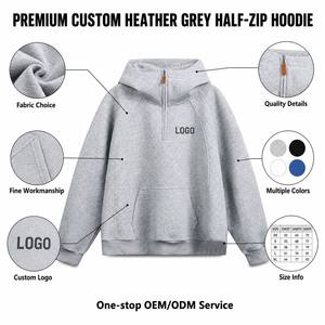 Alta calidad personalizada media cremallera pulóver DTG impresión en blanco Streetwear sudaderas hombres sudaderas con capucha cuarto Zip sudadera - Product Image 2