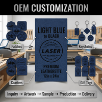 Feuille de cuir PU effet denim 12x24 pouces pour gravure laser, matériau artisanal en similicuir vierge pour projets DIY, vente en gros