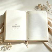 Carnet de gratitude A5 en lin à couverture rigide avec impression dorée – Journal de bénédiction, cadeau pour femme
