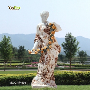 Youfine nóng bán giá Tốt phụ nữ đá cẩm thạch bức tượng phụ nữ tượng Nhà cung cấp giữ hoa cho trang trí sân vườn - Product Image 5