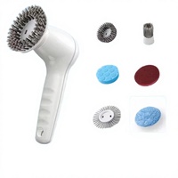 Brosse de nettoyage électrique 6-en-1 en plastique écologique avec poils en nylon, style raclette, pour cuisine et chaussures - Sans fil et automatique