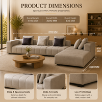 Canapé modulaire en forme de L en tissu gris clair écologique moderne avec chaise longue rembourrée en éponge pour appartement et hôtel