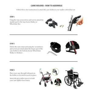 Support de canne KSM-CS01 pour déambulateur, fauteuil roulant, rollator, béquilles universelles, accessoires 360° °   Support de bâtonnets rotatif et réglable - Product Image 5