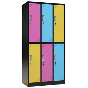 Casillero de acero con cerradura de leva de 6 puertas, puertas de colores, casillero de almacenamiento de acero de 2 niveles para vestuarios, gimnasios y escuelas - Product Image 1