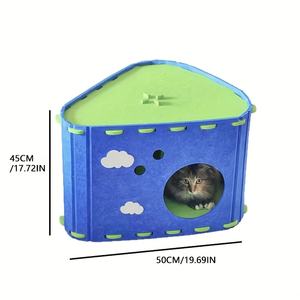 Maison pour chat modulaire pliable écologique personnalisable, empilable, à emboîtement, grandes et petites entrées, abri pour animaux de compagnie, boîte - Product Image 2