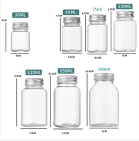 Vente en gros de complément alimentaire de couleur transparente 2oz 60 ml côté droit pot de bouteille de médecine en verre vide pour pilules et capsules