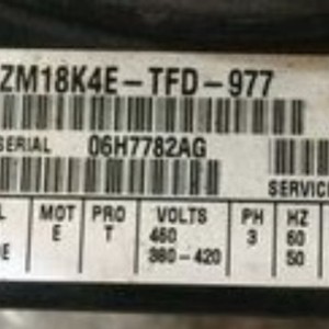 คอมเพรสเซอร์แบบสโครล Copeland รุ่น ZMD18KVE-TFD-977 460V 3 เฟส 50Hz สำหรับเปลี่ยนซ่อม - Product Image 1