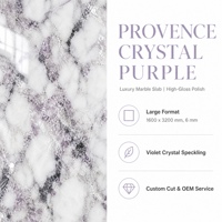 Dalle de pierre frittée polie en cristal violet Provence 1600x3200x6mm avec veinage violet fini pour mur de cuisine, sol, hôtel, villa, décoration