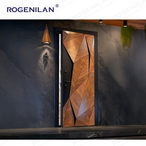 Rogenilan Villa <span class=keywords><strong>Residencial</strong></span> de gama alta Grabado 3D Diseño personalizado Puerta de entrada principal Puertas blindadas de pivote de aluminio fundido de metal - Product Image 3