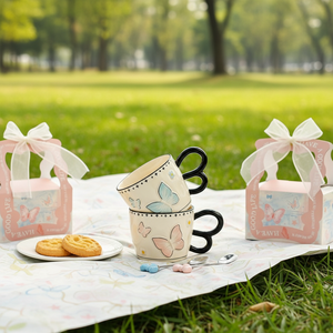 Taza de Cerámica <span class=keywords><strong>Vintage</strong></span> con Forma de Mariposa y Cuchara, Linda Taza de Café y Agua para Parejas, Regalo con Lazo para Niñas, Apta para Lavavajillas y <span class=keywords><strong>Microondas</strong></span> - Product Image 3