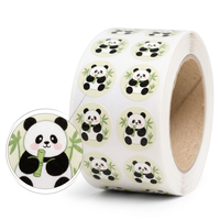 Autocollants ronds en papier synthétique imperméables à l'eau avec motif de panda en chocolat mignon pour la décoration et la fermeture de cadeaux