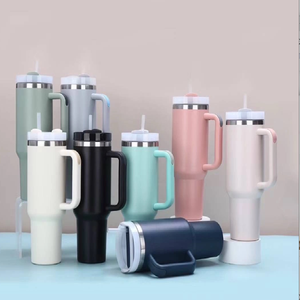 Premium Double Wall Vacuum Insulated 40oz Travel Mug with Handle Straw for <b>Hot</b> Cold <b>Drinks</b> Rustproof Stainless Steel Cup Durable - Product Image 3