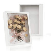 Cadre de présentation numérique couleur pleine pour fleurs séchées/bouquets, en MDF blanc, écologique, durable, moderne, vertical, type boîte profonde