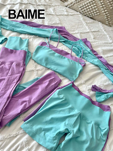 Nuevos Conjuntos Deportivos de Gimnasio y Fitness para Mujer 2025 de Alta Elasticidad sin Costuras de 4 Piezas con Sujetador de Tiras, Shorts Scrunch y Top Corto tipo Torera - Product Image 6