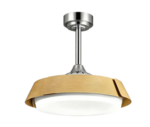 Ventilateur de plafond moderne à pales invisibles avec anneau LED en PC, télécommande, moteur DC silencieux et variateur d'intensité pour salon - Product Image 3