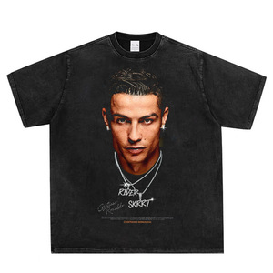 Camiseta de Hombre, 100% Algodón Jersey, Cuello Redondo, Manga Corta, Estilo Vintage, Holgada, Transpirable, con Logotipo de Personaje, Estilo Americano - Product Image 4