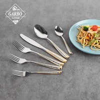 Ensemble de couverts en acier inoxydable de qualité alimentaire, finition miroir, manche doré, couteau, fourchette, cuillère, logo personnalisé pour mariage, fête, table, couverts