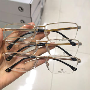 Venta al por mayor, precio barato personalizado, buena calidad, Unisex, de moda, de Metal inoxidable, montura completa cuadrada, monturas ópticas mixtas - Product Image 6