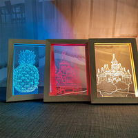 Cadre Photo en bois décoratif USB lampe en bois 3D cadre Photo illuminateur LED veilleuse pour chambre Art décor