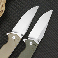 Couteau de poche portable en acier inoxydable, couteau pliant avec manche G10, couteau de chasse utilitaire pour l'extérieur, outil de survie en camping, cadeau T0034