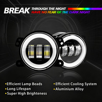 Lámpara Todoterreno JHS Pod Luces para Camioneta, Luz Antiniebla LED de 4 Pulgadas, Doble Halo Blanco y Amarillo, Ojos de Ángel, DRL, Señal de Giro para Jeep Wrangler JK