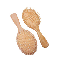 Brosse à cheveux ovale en bambou avec coussin d'air, démêlante, pour massage du cuir chevelu, professionnelle pour salon, vente en gros, OEM