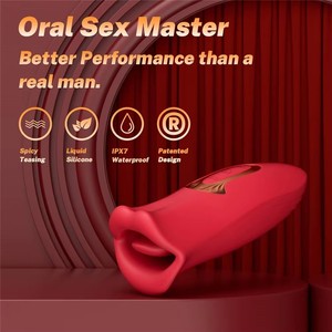 Vibrador Realista 2 en 1 para Punto G Femenino con Estimulación de Lengua, Silicona de Grado Alimenticio, 100% Impermeable, USB, Venta al Por Mayor - Product Image 5