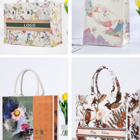 Sac fourre-tout en toile à motif Morris, grande capacité, tendance, avec logo personnalisé imprimé, sac fourre-tout pour la promotion publicitaire