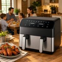 Friteuse à air chaud intelligente avec panneau tactile, panier amovible, cuisson sans huile, logo personnalisé, meilleure vente pour cuisine, four à air chaud chinois