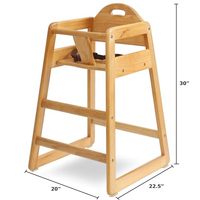 Chaise haute empilable en bois massif de qualité commerciale, couleur naturelle, pour restaurant et usage domestique