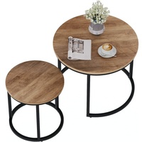 Ensemble de 2 tables basses rondes modernes, tables d'appoint gigognes pour salon