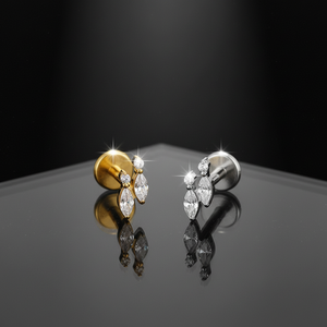 Boucles d'oreilles en titane, <span class=keywords><strong>double</strong></span> marquise CZ, minimaliste, luxe, labret, <span class=keywords><strong>piercing</strong></span> interne pour oreille, lèvre, bijoux pour cartilage, hélix, <span class=keywords><strong>tragus</strong></span> - Product Image 2