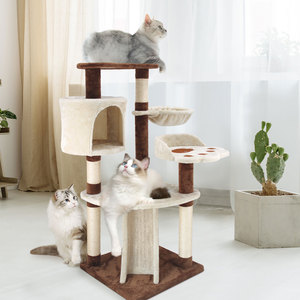 Árbol doble para gatos, rascador de madera para mascotas, torre de casa, muebles de árbol para gatos con poste para rascar, Torre - Product Image 1