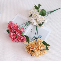 Fleurs artificielles en soie, hydrangea Tiana à cinq têtes, décoration douce, salle de mariage, tissu, bouquet décoratif de table